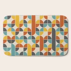 1970s Colors Mid Century Modern Geometric Pattern Bath Mat