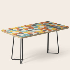 1970s Colors Mid Century Modern Geometric Pattern Coffee Table