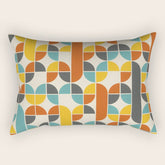1970s Colors Mid Century Modern Geometric Pattern Rectangular Pillow