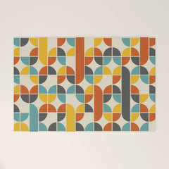 1970s Colors Mid Century Modern Geometric Pattern Welcome Mat