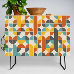 1970s Colors Mid Century Modern Geometric Pattern Credenza