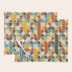 1970s Colors Mid Century Modern Geometric Pattern Placemat