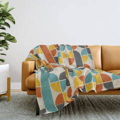 1970s Colors Mid Century Modern Geometric Pattern Throw Blanket