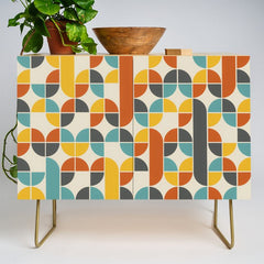1970s Colors Mid Century Modern Geometric Pattern Credenza