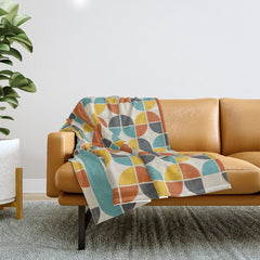 1970s Colors Mid Century Modern Geometric Pattern Throw Blanket