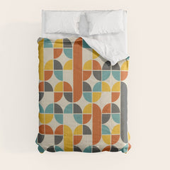1970s Colors Mid Century Modern Geometric Pattern Comforter