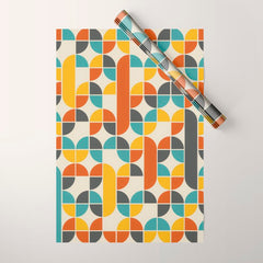 1970s Colors Mid Century Modern Geometric Pattern Wrapping Paper