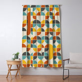 1970s Colors Mid Century Modern Geometric Pattern Window Curtain