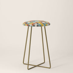 1970s Colors Mid Century Modern Geometric Pattern Stool