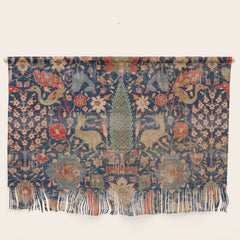 17th Century Persian Rug Print with Animals Wall Hanging
