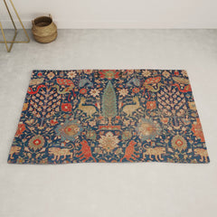 17th Century Persian Rug Print with Animals Rug