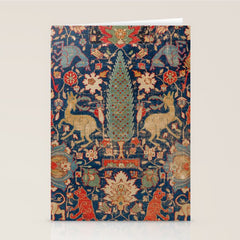 17th Century Persian Rug Print with Animals Stationery Card