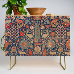 17th Century Persian Rug Print with Animals Credenza