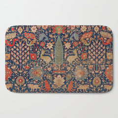 17th Century Persian Rug Print with Animals Bath Mat