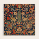 17th Century Persian Rug Print with Animals Wood Wall Art