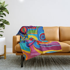 1960s Funky Psychedelic Abstract Throw Blanket