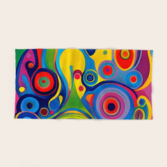 1960s Funky Psychedelic Abstract Bath Towel