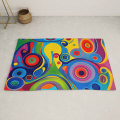 1960s Funky Psychedelic Abstract Rug