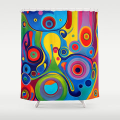 1960s Funky Psychedelic Abstract Shower Curtain
