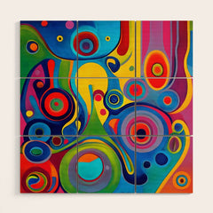1960s Funky Psychedelic Abstract Wood Wall Art