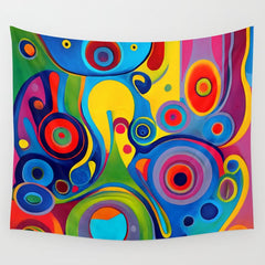 1960s Funky Psychedelic Abstract Wall Tapestry