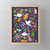 60s 70s psychedelic Modern Christmas Confetti Pattern Mini Art Print