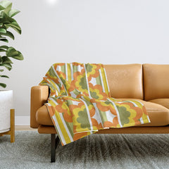 70's Summer' Orange Yellow Green Throw Blanket