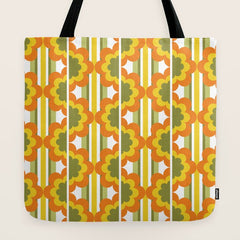 70's Summer' Orange Yellow Green Tote Bag