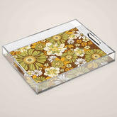 70s Retro Flower Power boho pattern Acrylic Tray