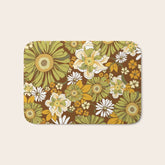 70s Retro Flower Power boho pattern Bath Mat