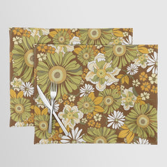 70s Retro Flower Power boho pattern Placemat