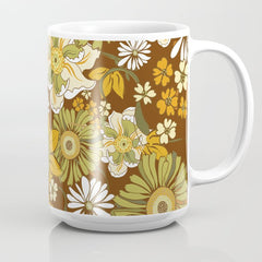 70s Retro Flower Power boho pattern Coffee Mug