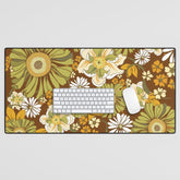 70s Retro Flower Power boho pattern Desk Mat