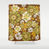 70s Retro Flower Power boho pattern Shower Curtain