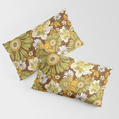 70s Retro Flower Power boho pattern Pillow Sham