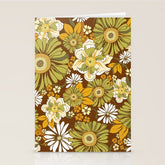 70s Retro Flower Power boho pattern Stationery Card