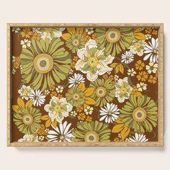 70s Retro Flower Power boho pattern Serving Tray