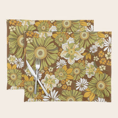 70s Retro Flower Power boho pattern Placemat