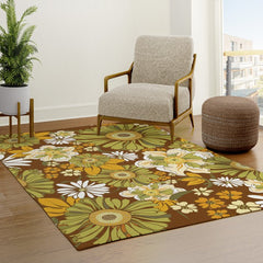 70s Retro Flower Power boho pattern Rug