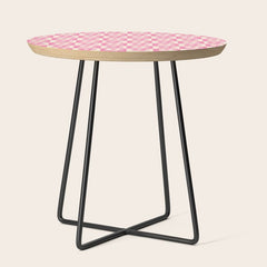 90s checkers flowers cream and pink Side Table