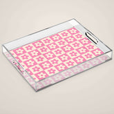 90s checkers flowers cream and pink Acrylic Tray
