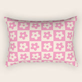 90s checkers flowers cream and pink Rectangular Pillow