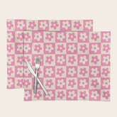 90s checkers flowers cream and pink Placemat