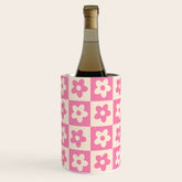 90s checkers flowers cream and pink Wine Chiller