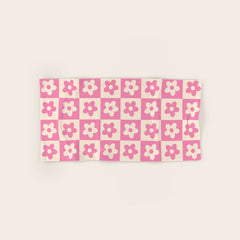 90s checkers flowers cream and pink Bath Towel