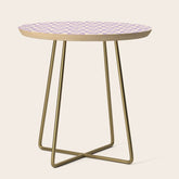 90s flowers checkers cream and lilac Side Table