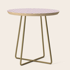 90s flowers checkers cream and lilac Side Table