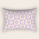 90s flowers checkers cream and lilac Rectangular Pillow