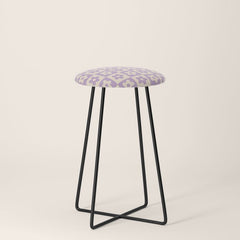 90s flowers checkers cream and lilac Stool