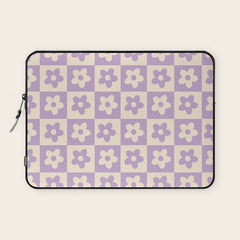 90s flowers checkers cream and lilac Laptop Sleeve